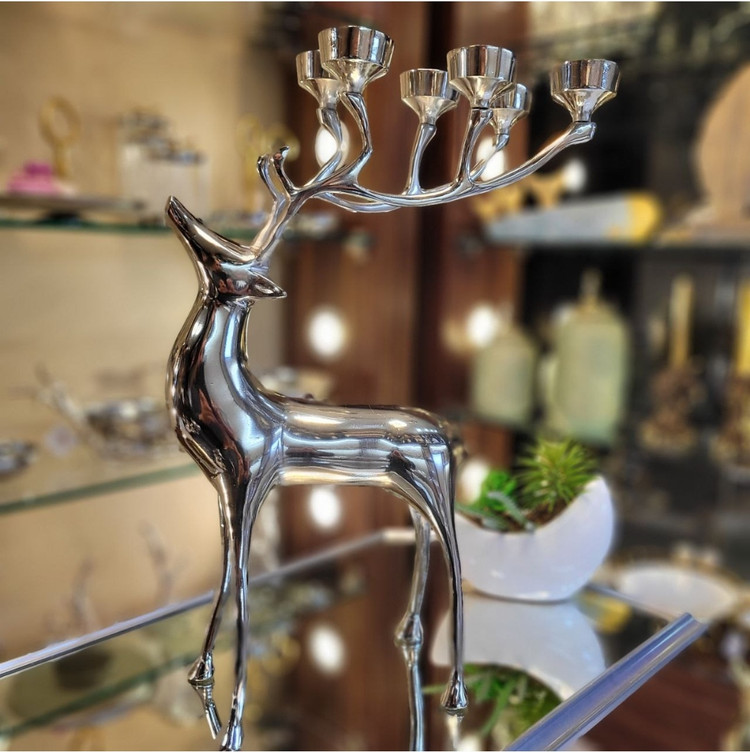 جا شمعی شمعدان جاشمعی گوزن 6 شعله بزرگ جنس اصلی ( نقره ای و طلایی ) ( تکریمی شاپ )