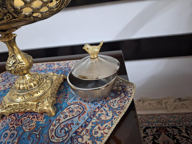 قندان قندون نقل خوری شکلات خوری بدون پایه آلومینیومی گنجشک