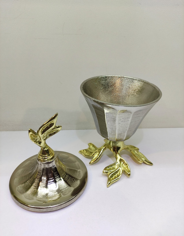 قندان قندون نقل خوری برگ گلبرگ آلومینیوم خالص ( موجود در 3 رنگ ) ( تکریمی شاپ )