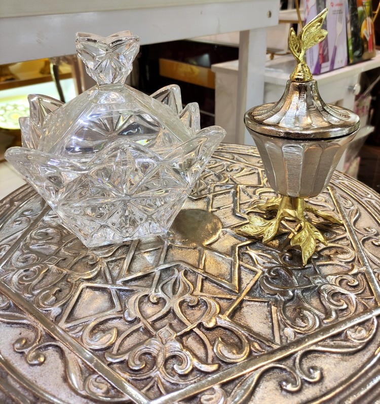 قندان قندون نقل خوری برگ گلبرگ آلومینیوم خالص ( موجود در 3 رنگ ) ( تکریمی شاپ )