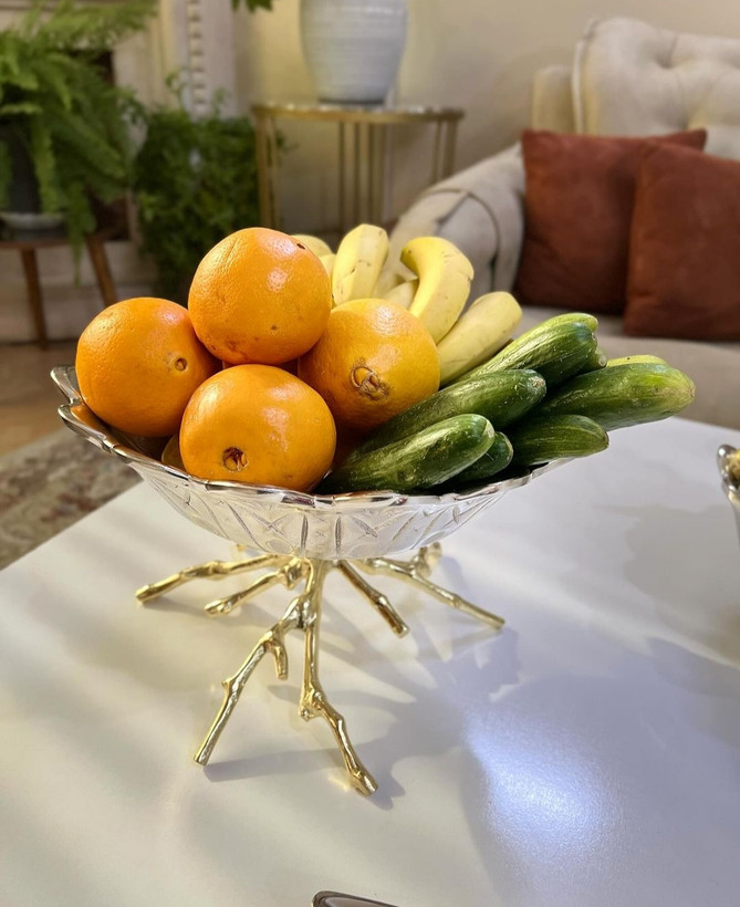 ست سرویس پذیرایی میوه خوری شیرینی خوری آجیل خوری کشکول پایه شاخه پروانه و اطلس