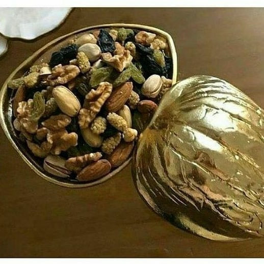 تنقلات خوری و گردو خوری مدل گردو و بادام زمینی ( 2 رنگ طلایی و نقره ای )