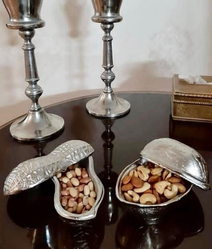 تنقلات خوری و گردو خوری مدل گردو و بادام زمینی ( 2 رنگ طلایی و نقره ای )