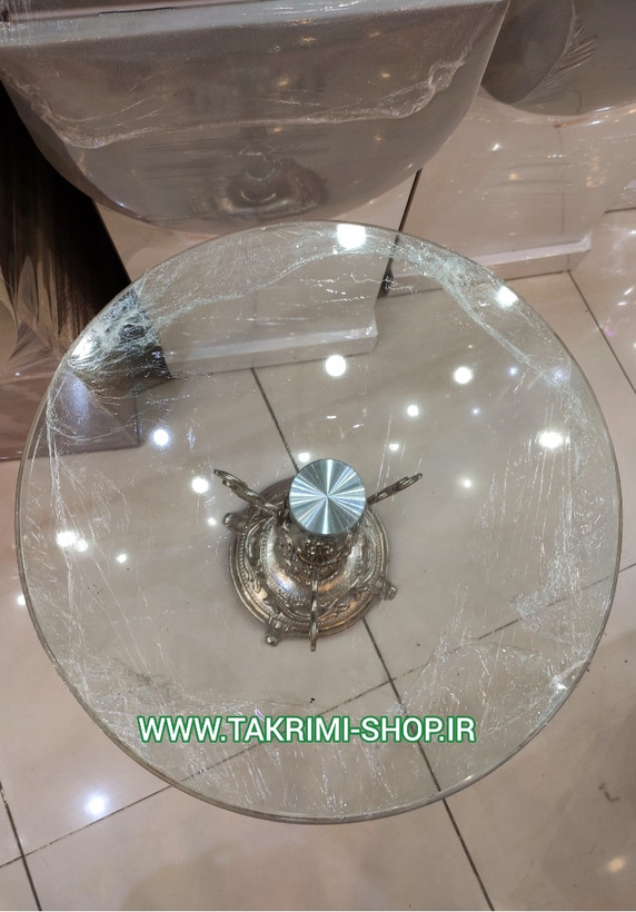 میز تلفن یا میز خاطره نقلی کنار سالنی ( طلایی و نقره ای )