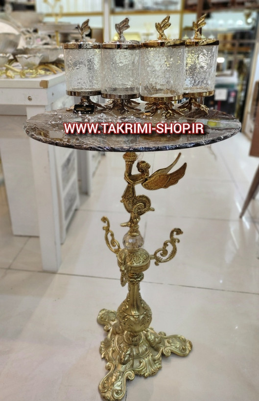 میز خاطره کنار سالنی میز تلفن فرشته ملائکه ( نقره ای و طلایی )