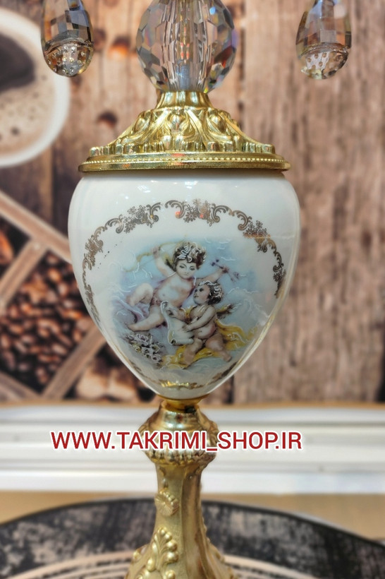میز بار میوه خوری ایستاده کنار سالنی سلطنتی ( با ظرف میوه متوسط ) ( نقره ای و طلایی )