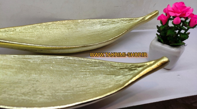 استند ظرف شیرینی خوری برگ خرما دو قلو سایز بزرگ ( 2 رنگ طلایی و نقره ای )