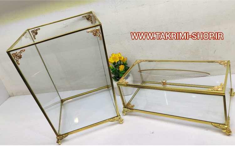 سطل و دستمال اصلی جنس شیشه ای و برنج خالص ( نقره ای و طلایی )