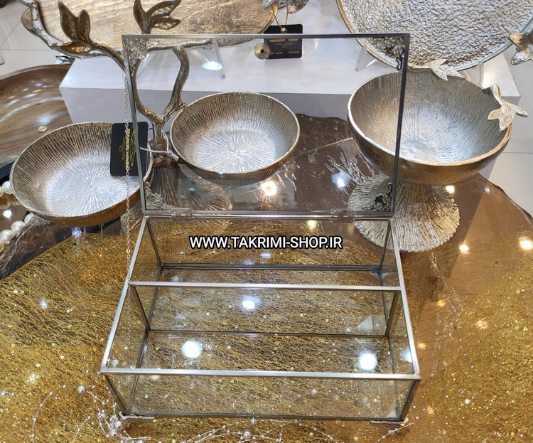 جای جا کاردی جا قاشقی جاکاردی جاقاشقی شیشه و برنجی استیل