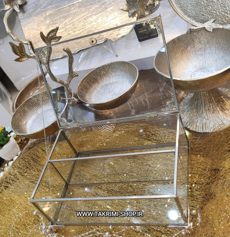 جای جا کاردی جا قاشقی جاکاردی جاقاشقی شیشه و برنجی استیل