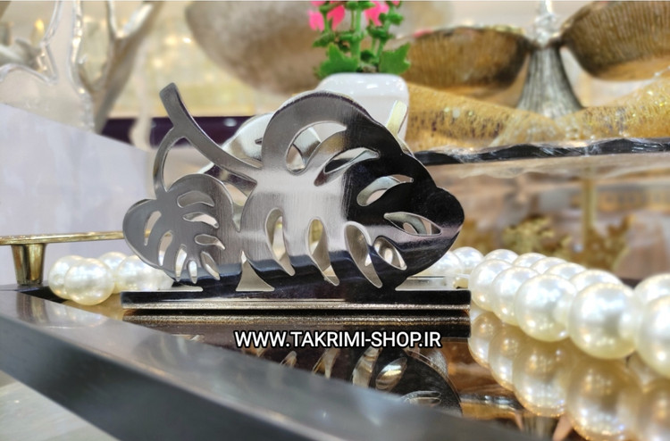 جا دستمال جادستمال جای دستمال کاغذی رومیزی فلزی طرح برگ انجیر ( 2 رنگ )