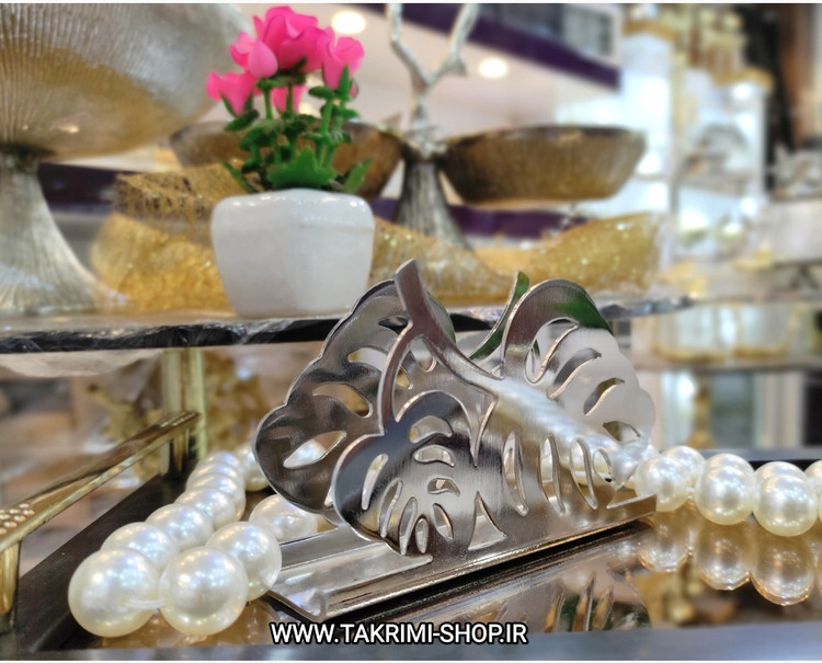 جا دستمال جادستمال جای دستمال کاغذی رومیزی فلزی طرح برگ انجیر ( 2 رنگ )