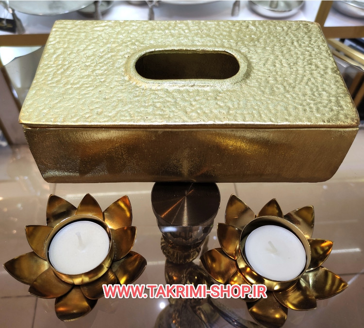 جای دستمال کاغذی جنس آلومینیوم خالص ( 2 رنگ طلایی و نقره ای )