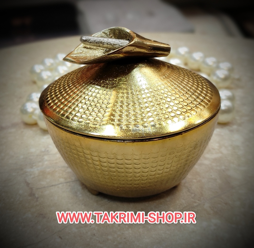 قندان قندون نقل خوری بدون پایه آلیاژی لیلیوم شیپور گلایل ( 2 رنگ طلایی و نقره ای )