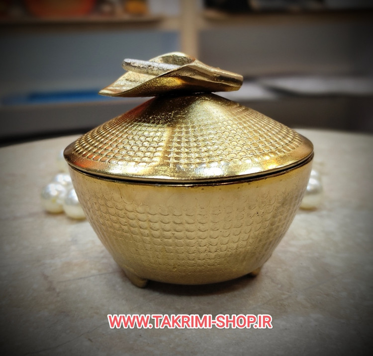 قندان قندون نقل خوری بدون پایه آلیاژی لیلیوم شیپور گلایل ( 2 رنگ طلایی و نقره ای )