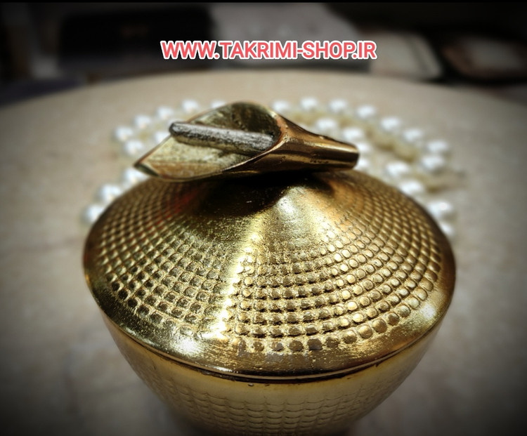 قندان قندون نقل خوری بدون پایه آلیاژی لیلیوم شیپور گلایل ( 2 رنگ طلایی و نقره ای )