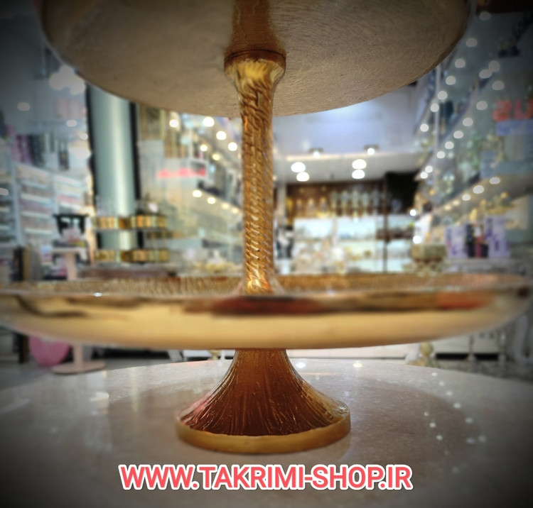 شیرینی خوری میوه خوری 3 سه طبقه سایز خیلی بزرگ وارمر دار چرمی پوست ماری مناسب برای تالارها ( طلایی و نقره ای )( تولیدی تکریمی شاپ )