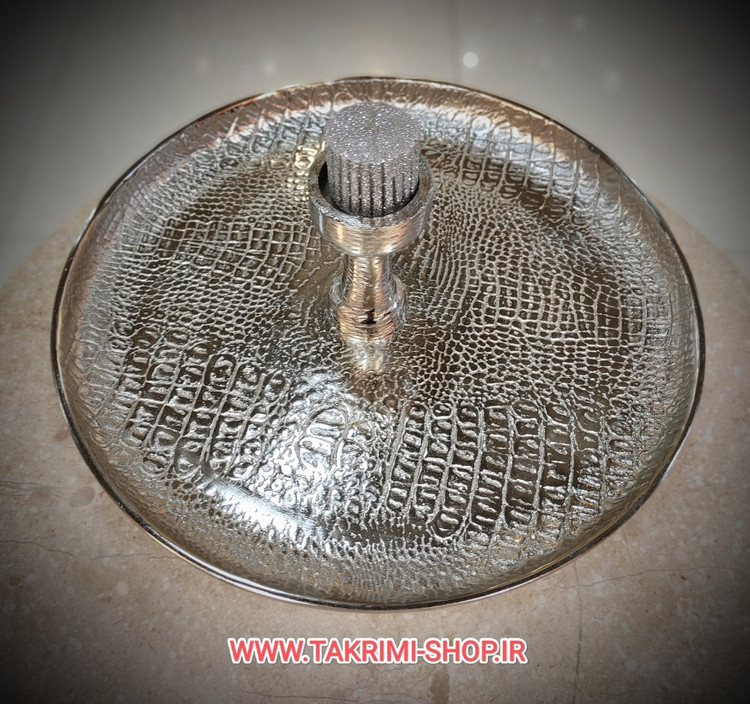 شیرینی خوری طرح چرمی پوست ماری وارمر دار بزرگ نقره ای ( تولیدی تکریمی شاپ )