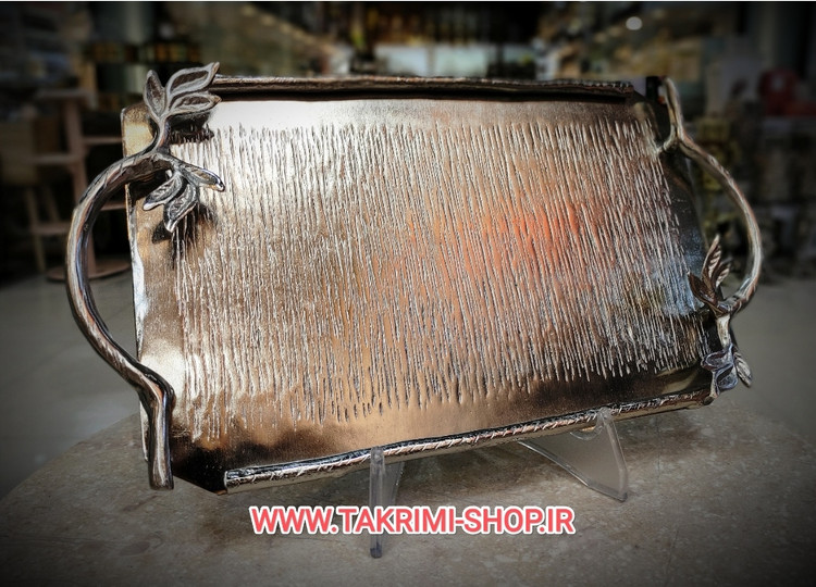 سینی برگ گلبرگ بزرگ آلومینیومی ضد خش نقره ای و طلایی ( تکریمی شاپ )