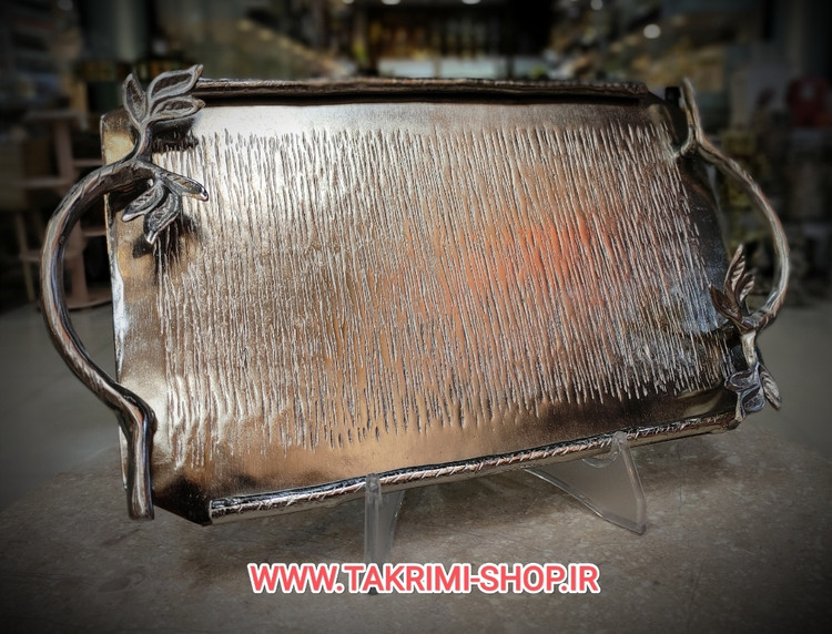 سینی برگ گلبرگ بزرگ آلومینیومی ضد خش نقره ای و طلایی ( تکریمی شاپ )