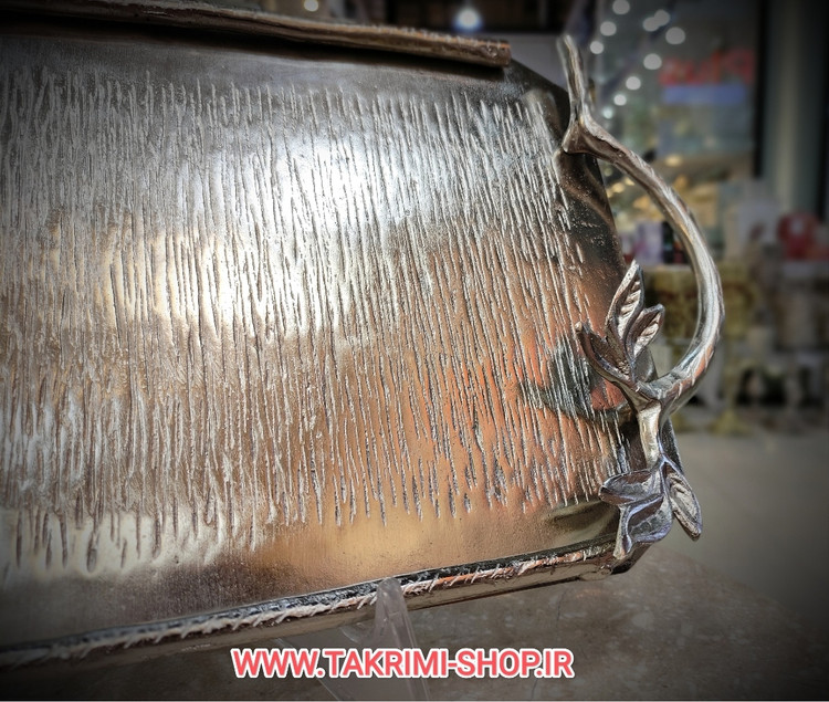 سینی برگ گلبرگ بزرگ آلومینیومی ضد خش نقره ای و طلایی ( تکریمی شاپ )
