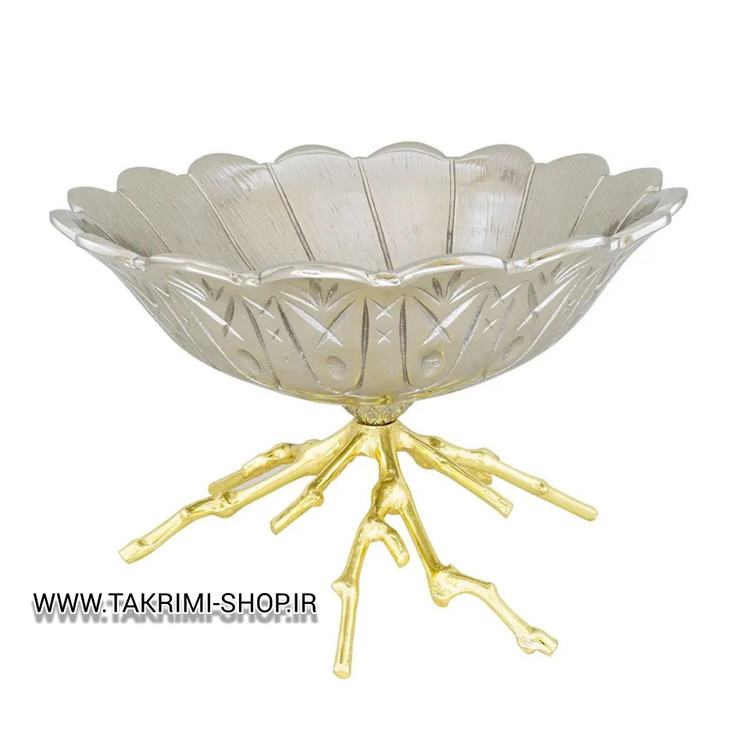 میوه خوری گود بزرگ پایه شاخه اطلس و پروانه آلومینیومی 2 رنگ فورتیک