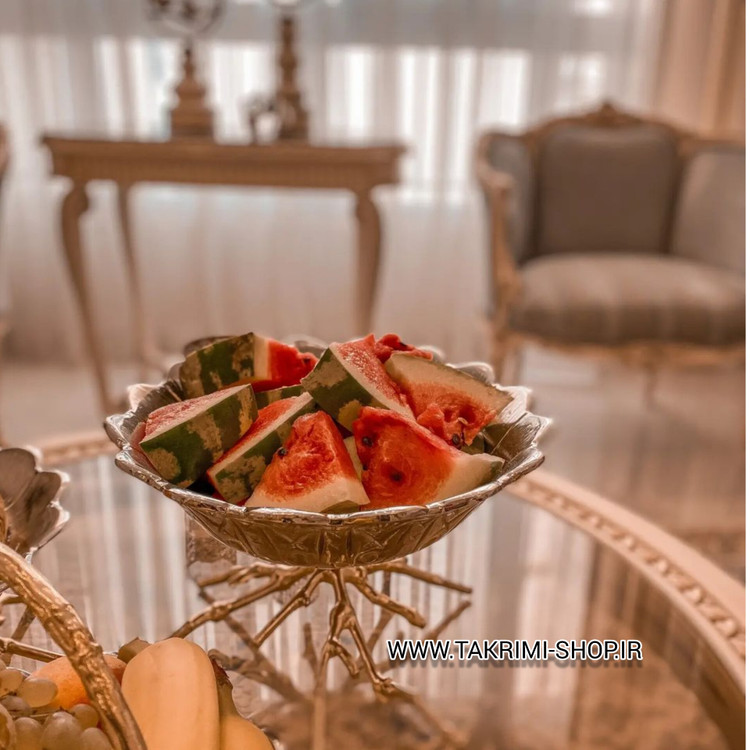میوه خوری گود بزرگ پایه شاخه اطلس و پروانه آلومینیومی 2 رنگ فورتیک