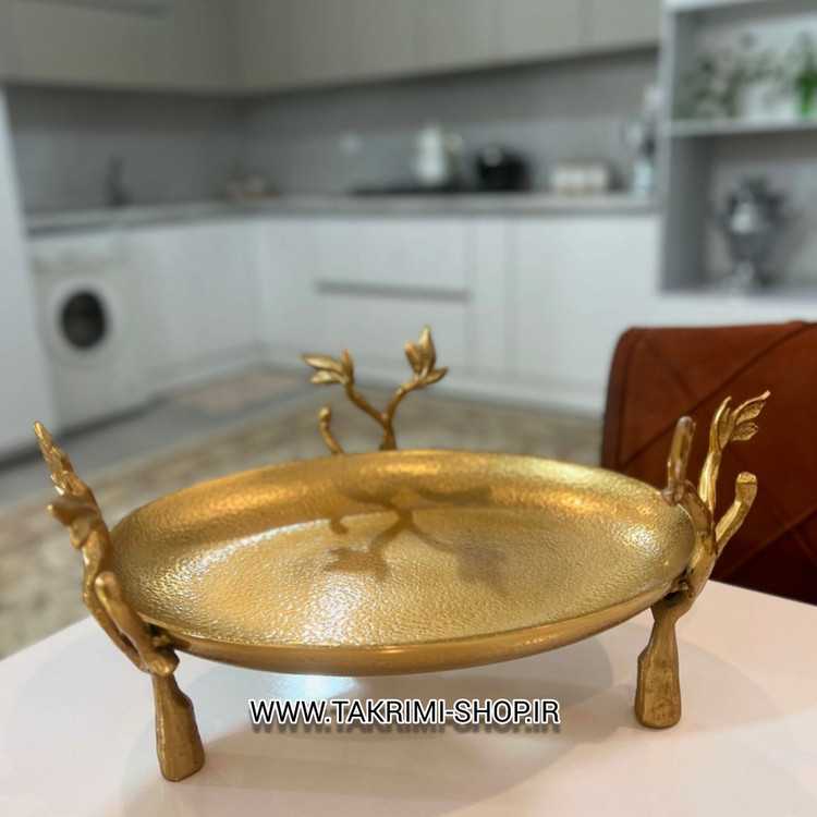 استند میوه خوری بیضی گلبرگ برگ شاخه درختی آلومینیومی طلایی