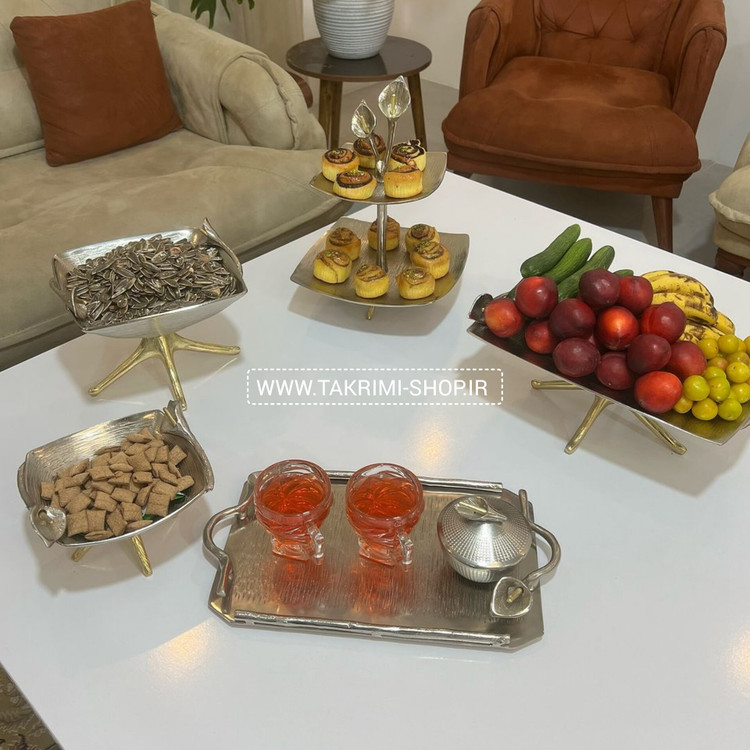 میوه خوری یا شیرینی خوری گل لیلیوم یا شیپوری آلومینیومی ( تکریمی شاپ )