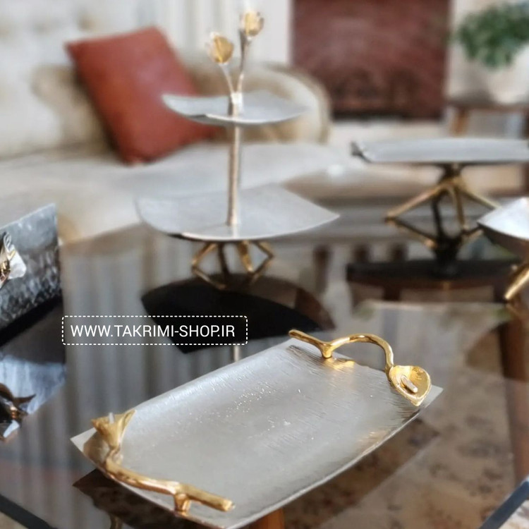 سینی یا شیرینی خوری بدون پایه گل لیلیوم یا شیپوری آلومینیومی ( تکریمی شاپ )