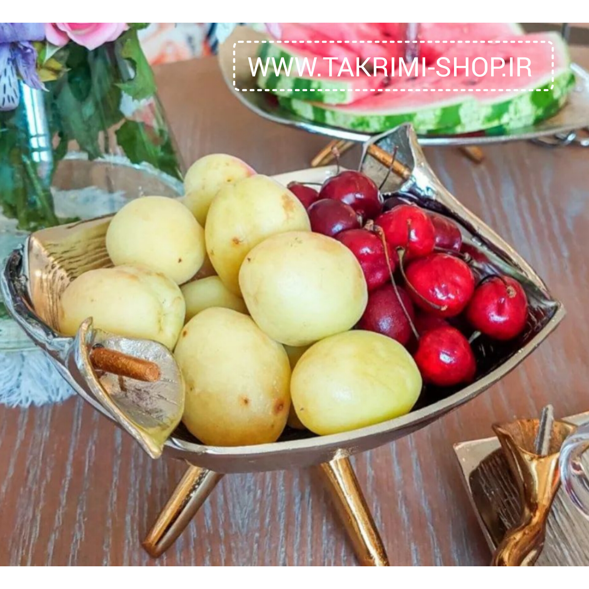 ظرف تنقلات خوری یا شکلات خوری یا آجیل خوری سایز کوچک گل لیلیوم شیپوری آلومینیومی ( تکریمی شاپ )