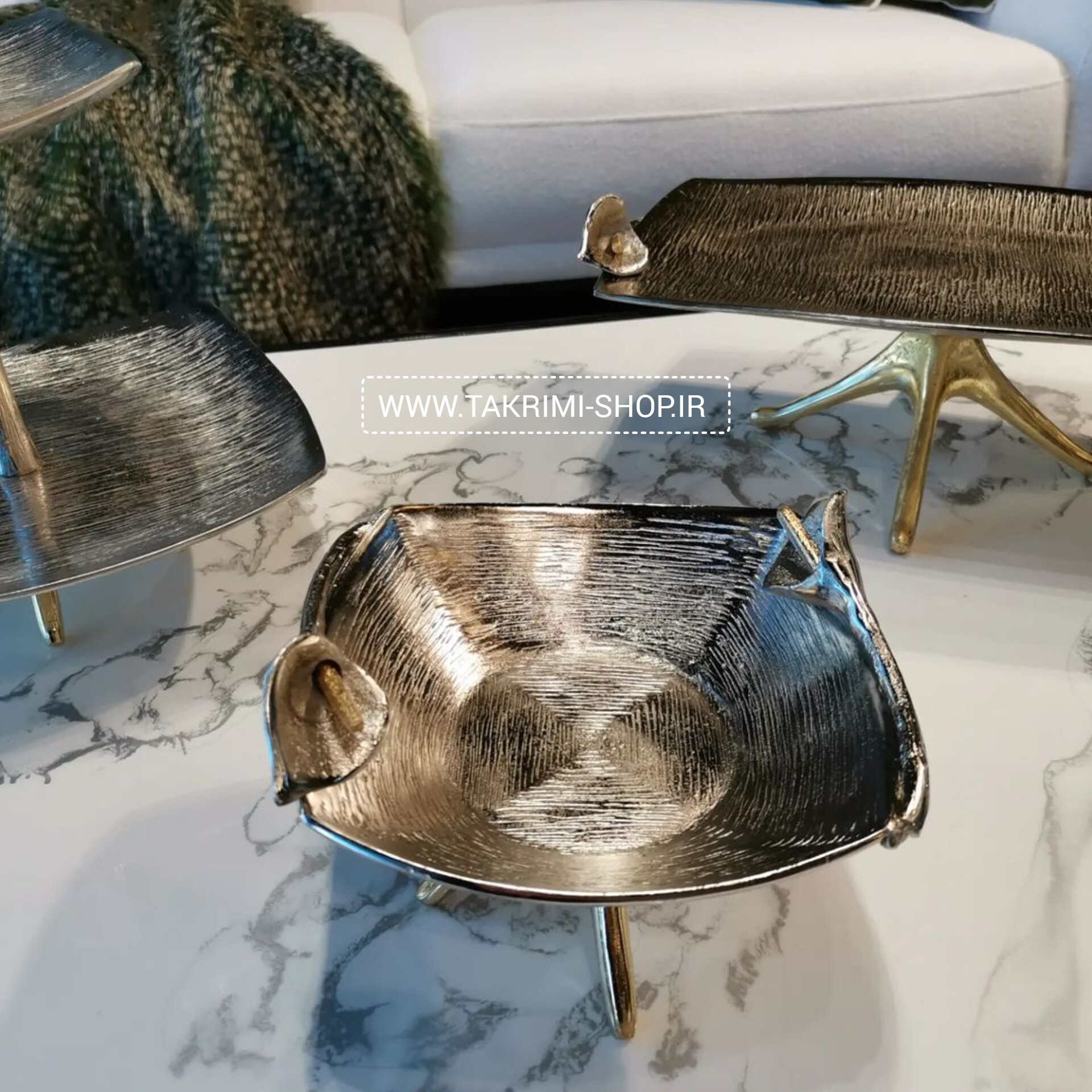 ظرف تنقلات خوری یا شکلات خوری یا آجیل خوری سایز کوچک گل لیلیوم شیپوری آلومینیومی ( تکریمی شاپ )