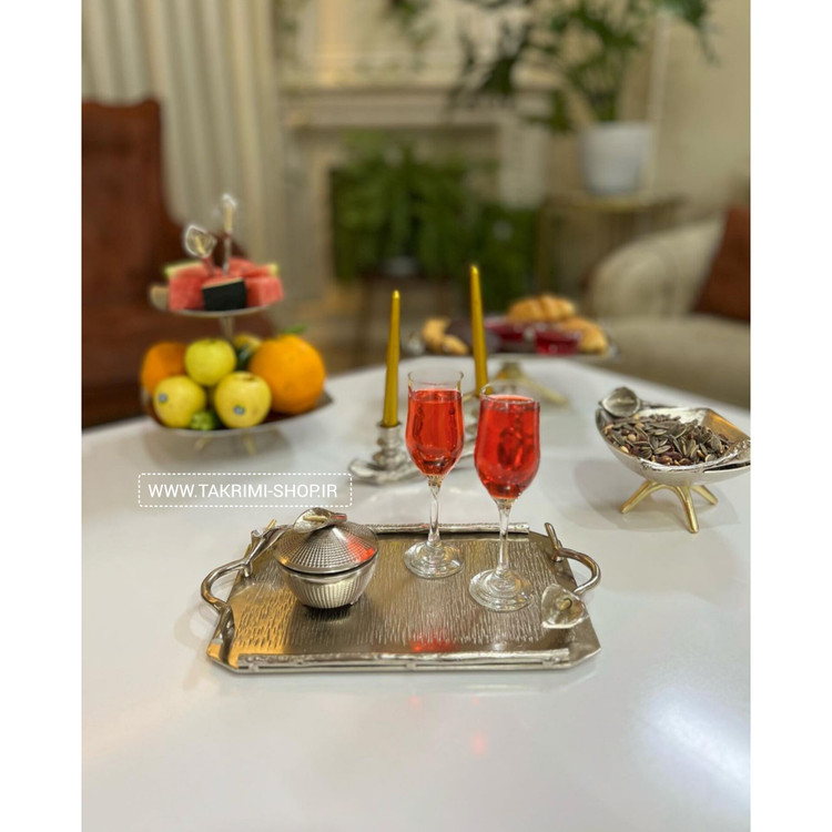 سینی گل لیلیوم شیپوری آلومینیوم خالص ضد آب بزرگ نقره ای و طلایی ( تکریمی شاپ )