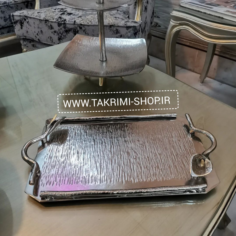 سینی گل لیلیوم شیپوری آلومینیوم خالص ضد آب بزرگ نقره ای و طلایی ( تکریمی شاپ )