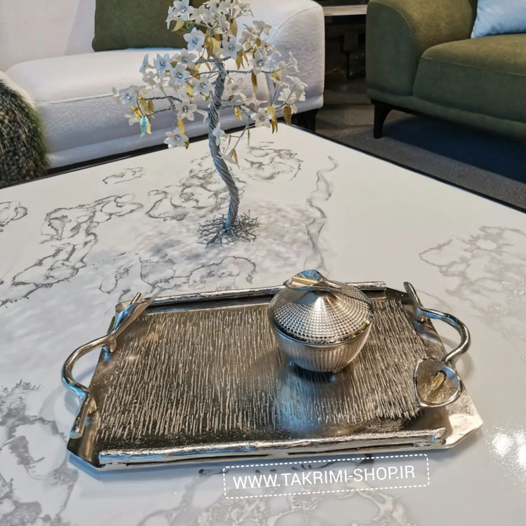 قندان قندون نقل خوری بدون پایه آلیاژی لیلیوم شیپور گلایل ( 2 رنگ طلایی و نقره ای )
