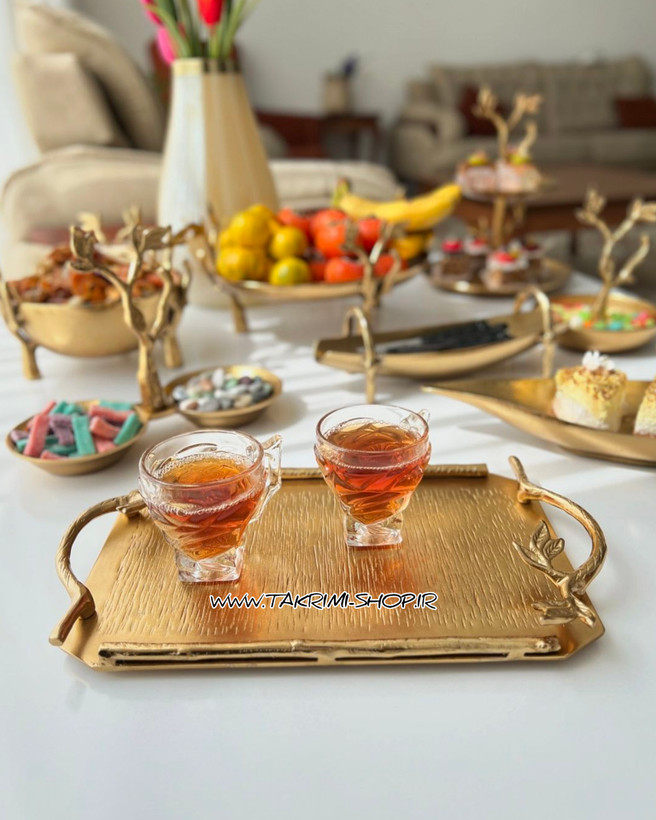 سینی برگ گلبرگ بزرگ آلومینیومی ضد خش نقره ای و طلایی ( تکریمی شاپ )