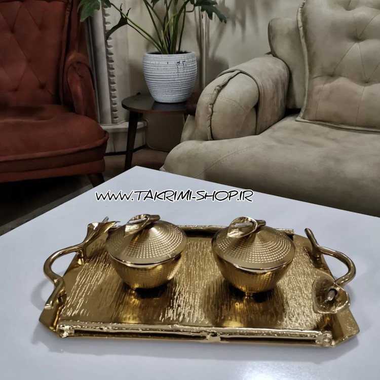 قندان قندون نقل خوری بدون پایه آلیاژی لیلیوم شیپور گلایل ( 2 رنگ طلایی و نقره ای )