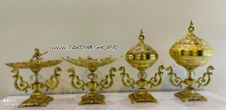 ست سرویس پذیرایی سلطنتی دسته دار پایه الیزه ( میوه شیرینی شکلات آجیل خوری ) سلطنتی آلیاژی آلومینیومی