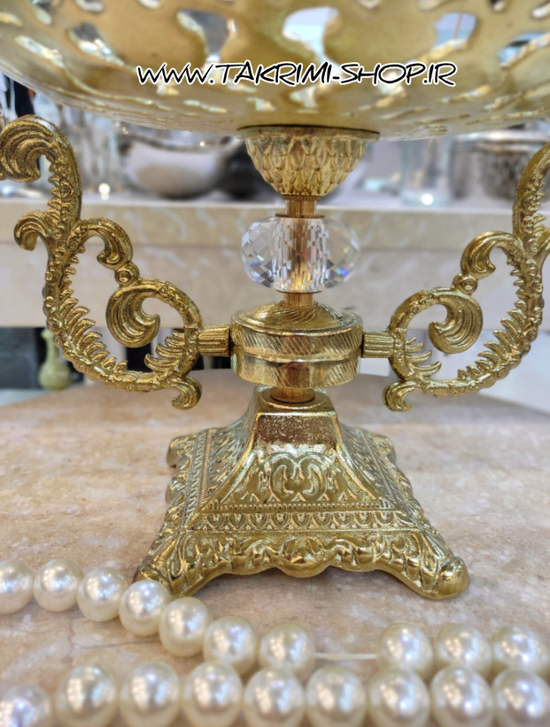 میوه خوری ( سایز بزرگ ) دسته دار پایه مربع الیزه سلطنتی آلیاژی آلومینیومی