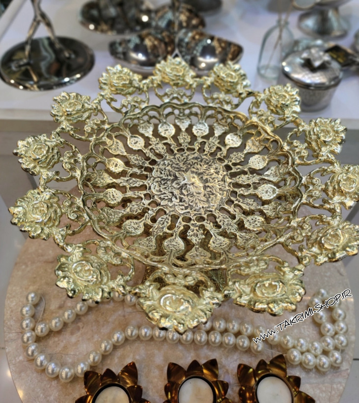 میوه خوری ( سایز بزرگ ) دسته دار پایه مربع الیزه سلطنتی آلیاژی آلومینیومی