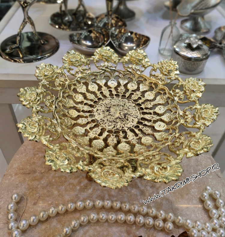 میوه خوری ( سایز بزرگ ) سلطنتی تزئینی با پایه مربع الیزه آلیاژی آلومینیومی