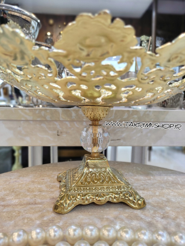 میوه خوری ( سایز بزرگ ) سلطنتی تزئینی با پایه مربع الیزه آلیاژی آلومینیومی