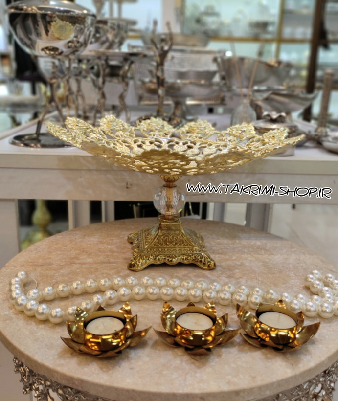 میوه خوری ( سایز بزرگ ) سلطنتی تزئینی با پایه مربع الیزه آلیاژی آلومینیومی