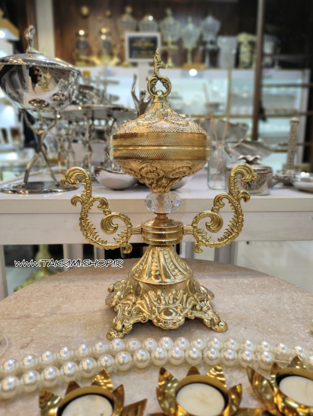 سرویس پذیرایی 4 چهار تکه دسته دار سلطنتی ( با آجیل خوری کوچک و شکلات خوری کوچک ) آلیاژی آلومینیومی
