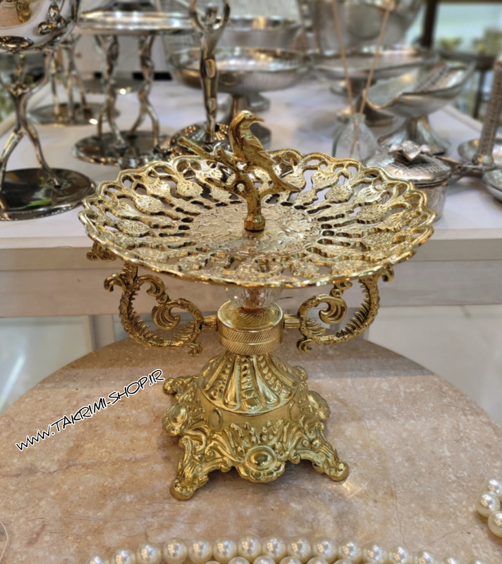 سرویس پذیرایی 4 چهار تکه دسته دار سلطنتی ( با آجیل خوری کوچک و شکلات خوری کوچک ) آلیاژی آلومینیومی