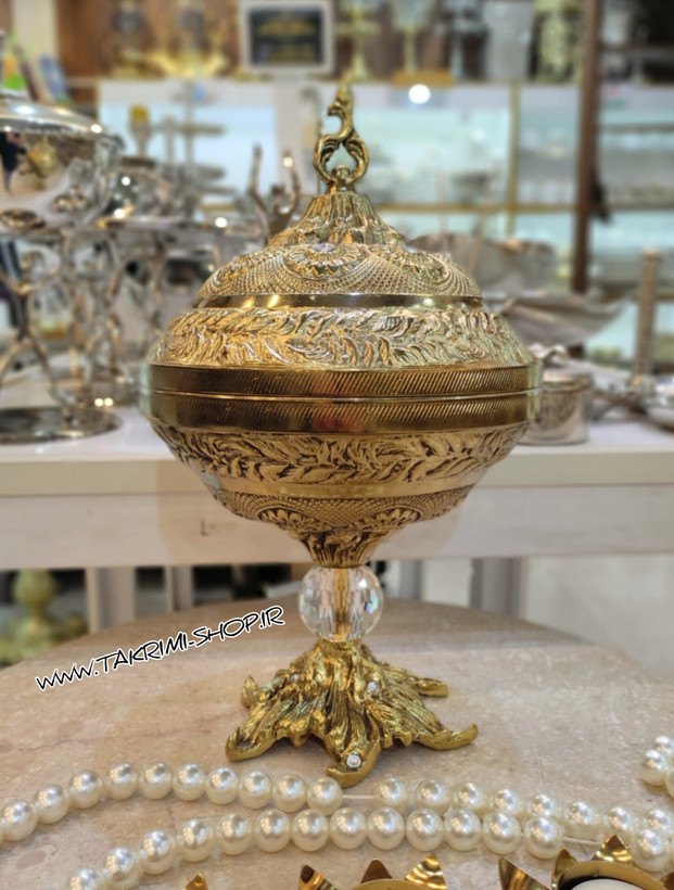 ظرف آجیل خوری سلطنتی با پایه ریشه درخت آلیاژی آلومینیومی ( تکریمی شاپ )