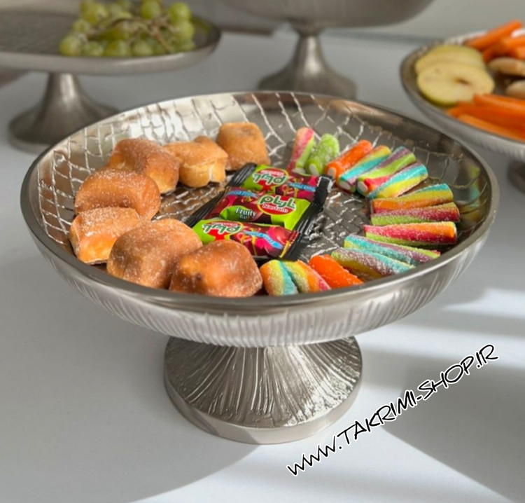 ظرف کاسه شکلات خوری مدل چرمی پوست ماری آلومینیومی ( تکریمی شاپ )