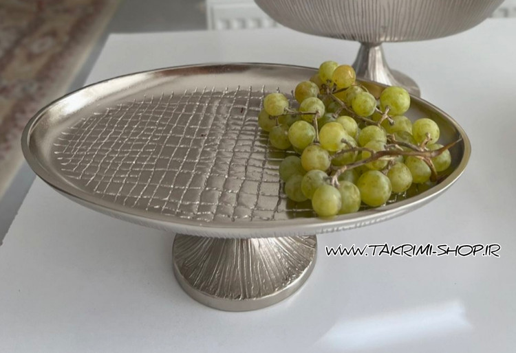 ظرف شیرینی خوری بیضی مدل چرمی پوست ماری آلومینیومی ( تکریمی شاپ )