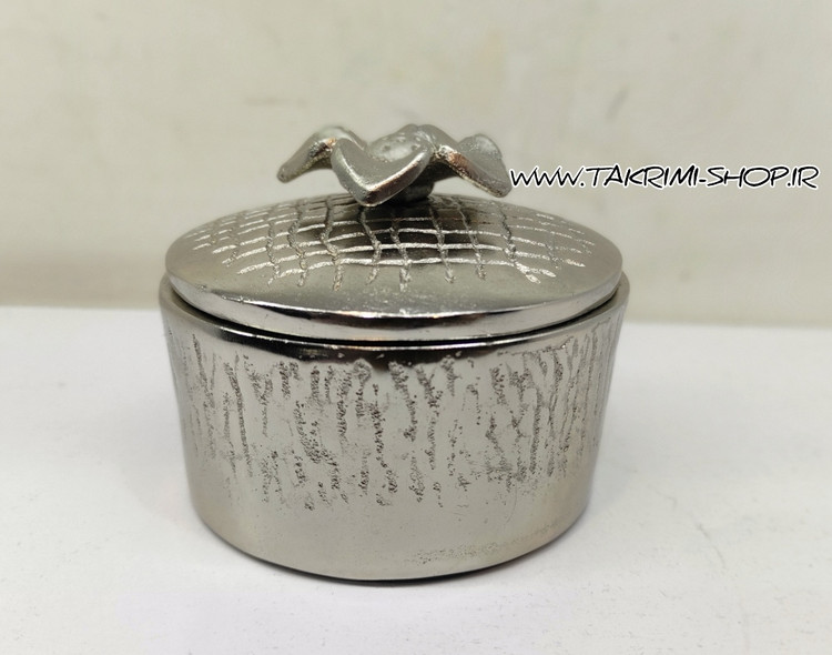 قندان قندون نقل خوری مدل چرمی روی گل پوست ماری آلومینیومی ( تکریمی شاپ )