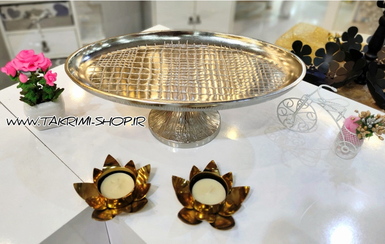 ظرف شیرینی خوری بیضی مدل چرمی پوست ماری آلومینیومی ( تکریمی شاپ )